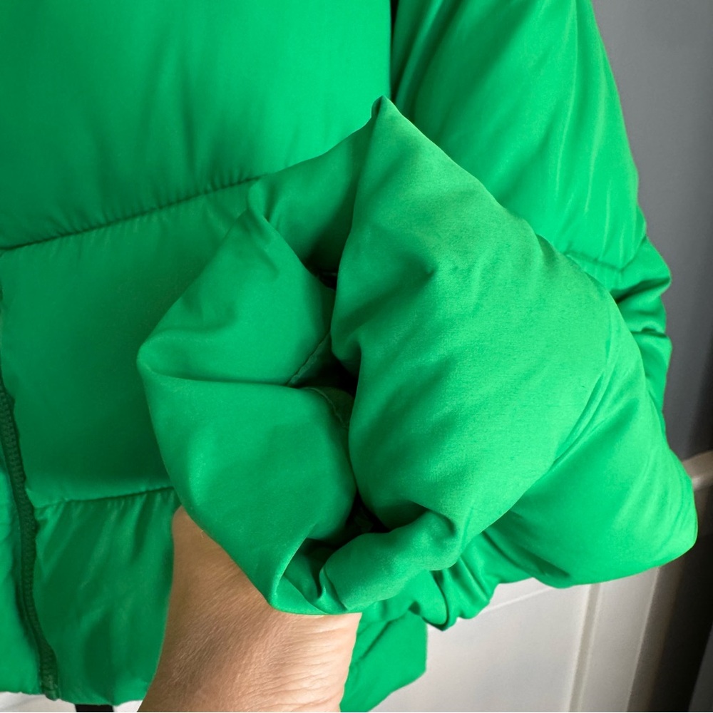Abercrombie & Fitch Green‎ Cropped Puffer Jacket Zip Quilted Medium - Picture 7 of 13